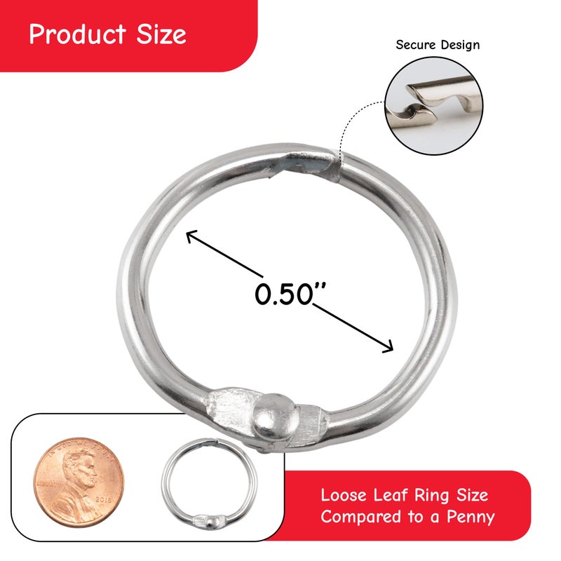 Charles Leonard, Inc Multi-Purpose Rings, 1/2-Inch Diameter, Aluminum (LEOR09), 100/Box,Silver - Image 2